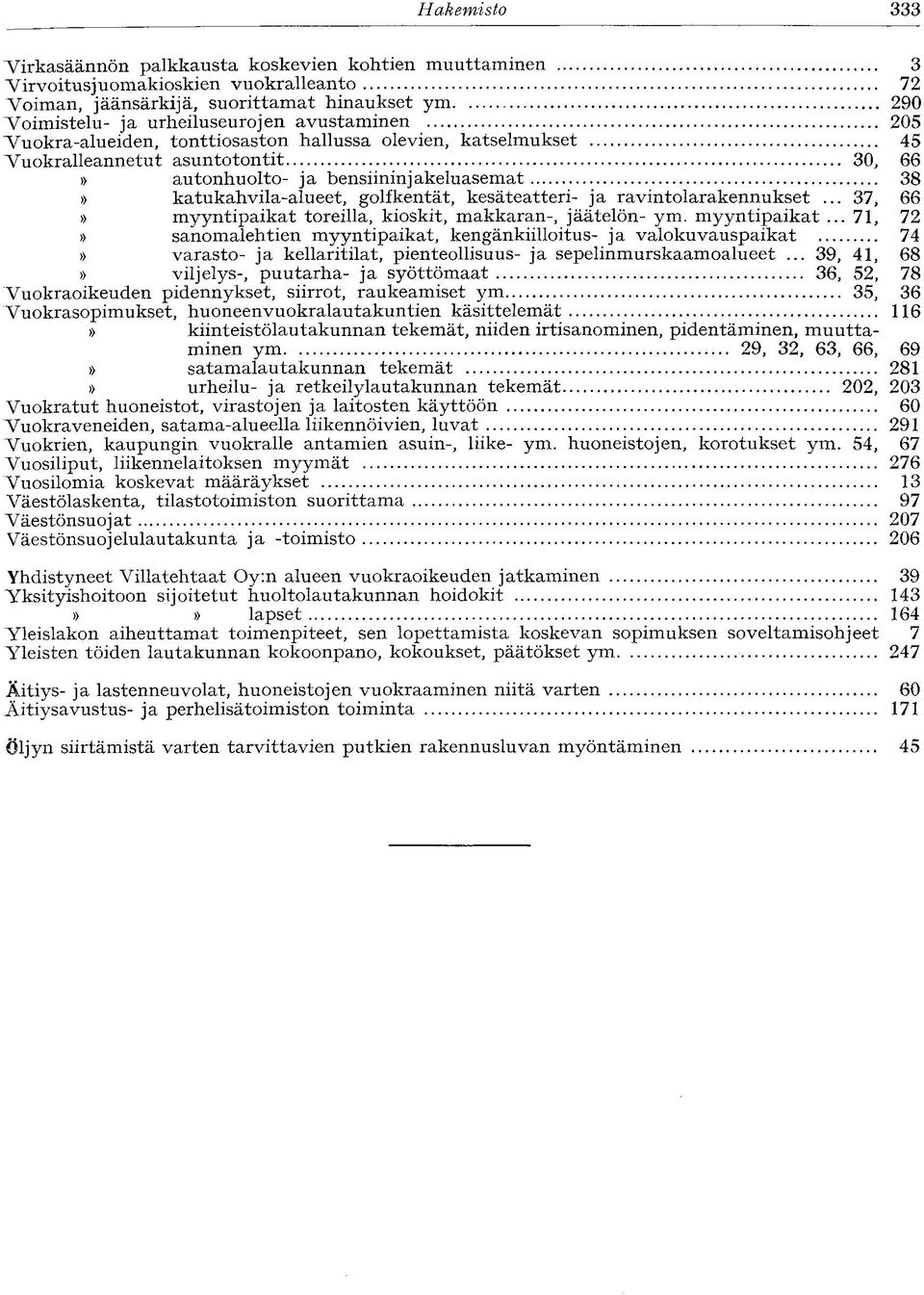 katukahvila-alueet, golfkentät, kesäteatteri- ja ravintolarakennukset... 37, 66 myyntipaikat 