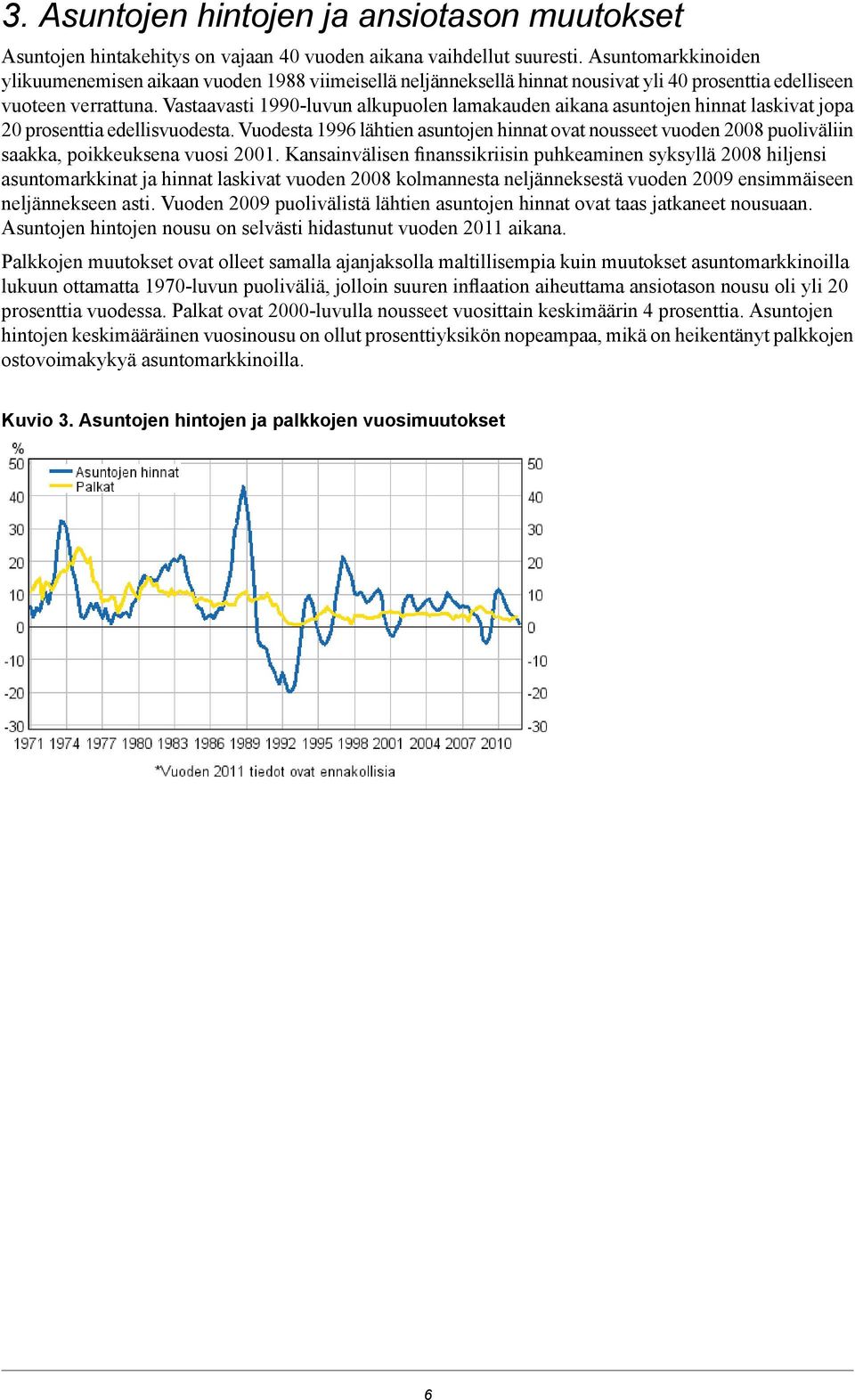 Vastaavasti 1990-luvun alkupuolen lamakauden aikana asuntojen hinnat laskivat jopa 20 prosenttia edellisvuodesta.