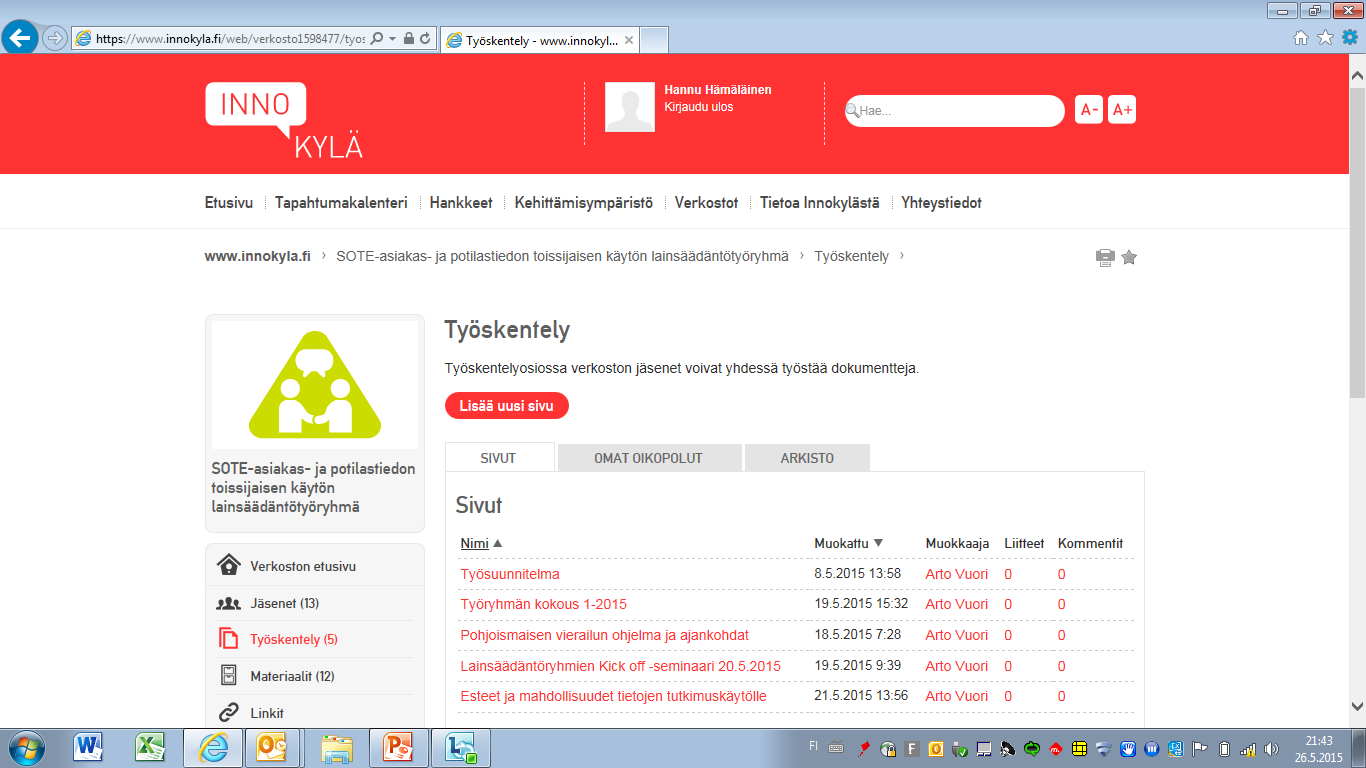 Lakityöryhmä toimii avoimesti