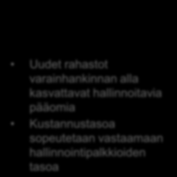 Kehitysalueet Taseen vahvistaminen Taseen rakenteen parantaminen Rahoitusmarkkinoilla olevien mahdollisuuksien hyödyntäminen 29 milj.