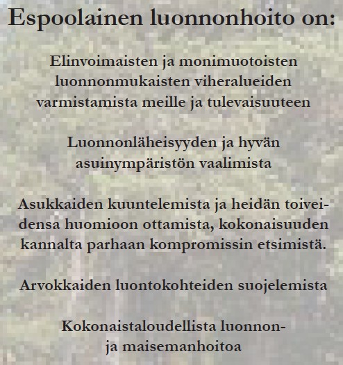 Luonnonhoidon toimintamalli: mitä periaatteita, tavoitteita ja vuorovaikutustapaa kaupunki kertoo noudattavansa Luonnon- ja