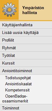 6 Optima Kurssit-toiminto Pakollisten asetusten lisäksi voidaan määritellä käyttöön kompetensseja. Kompetenssien lisääminen ei ole pakollista.