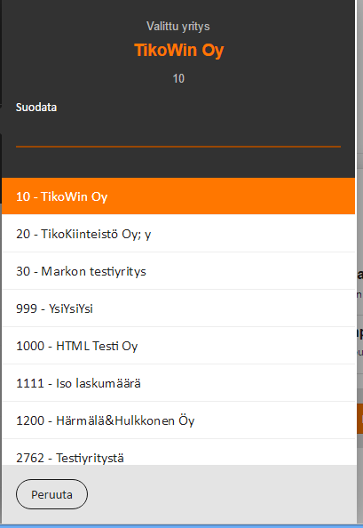 Toukokuu 2016 8 (32) Mikäli valitaan jokin Silverlight-sovelluksista (TOSITE, PALKKA, OSTOLASKU, MYYNTILASKU) menun sovellusvalinnat muuttuvat ikoneiksi ja ko.