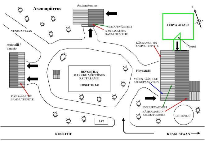 Rakennusten ja toiminnassa käytettävien tilojen / yleisötilaisuusalueiden pelastus- ja sammutustehtävien järjestelyt 11 Pelastussuunnitelman liitteeksi on laadittava pohja- ja asemapiirros, joissa