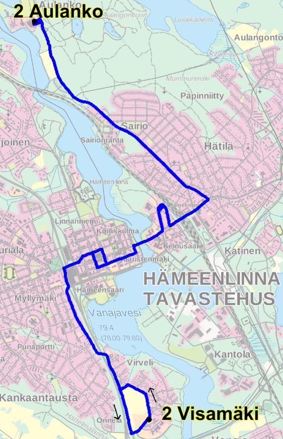 Linja 2 Visamäki Aulank Talvi + kesä Ma-T 6-22, Pe 6-23 La 8-23, Su 10-22 Vurväli