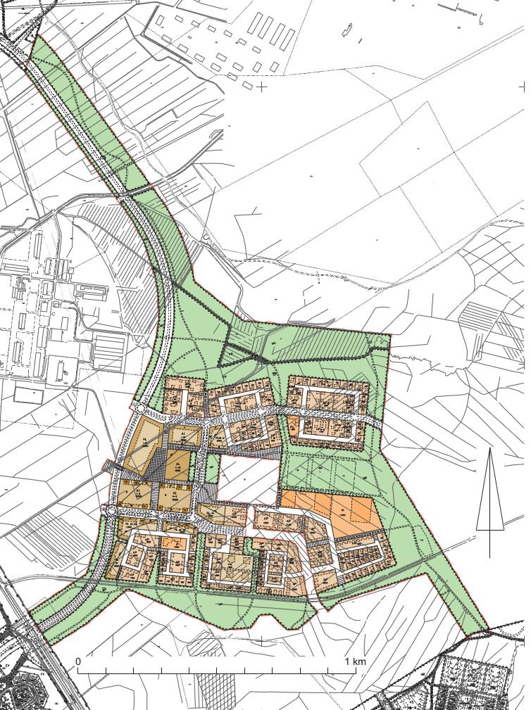 Asemakaavaluonnos, mitoitustietoja Pinta-ala / ha 121 Asukkaita 3 900 Asuntoja 2 060 kerrostaloja 1 320 rivitaloja, kytkettyjä pientaloja, pientaloja 610 omakotitaloja 130 Rakennusoikeutta asuminen