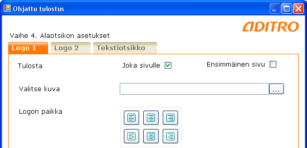 Marraskuu 2012 39 (89) Tekstiotsikko Tekstiotsikko -välilehdellä valitaan tekstiotsikkotiedot, jotka halutaan tulosteelle Valitaan tiedot, jotka halutaan tulosteelle.