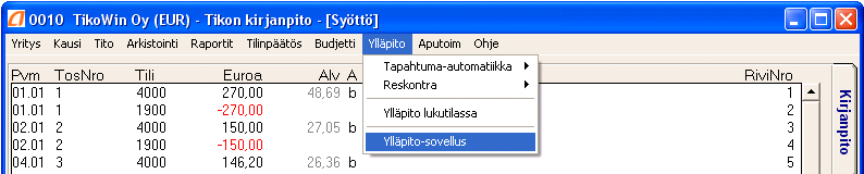 Marraskuu 2012 6 (89) määritys on [Tiko]-osion alla, voidaan uusi ylläpito silti käynnistää yksittäisen sovelluksen rinnalla laittamalla sovellusosion kuten [PlTiko] alle määritys Maintenance=Normal.