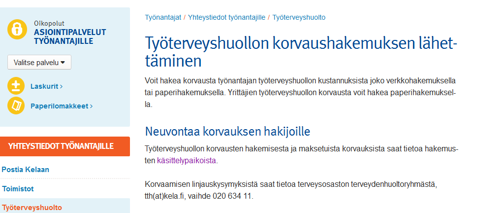 Ohjausta ja neuvontaa ratkaisuyksiköistä. Työterveyshuollon korvausten käsittelypaikat Eteläinen vakuutuspiiri 36 Heinola p.