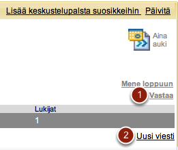 Keskusteluun vastaaminen Keskustelut-sivu Valitse Fronterin vasemmasta sivupalkista Keskustelut. Tämän jälkeen etsi keskustelu, johon haluat vastata ja klikkaa sen nimeä.