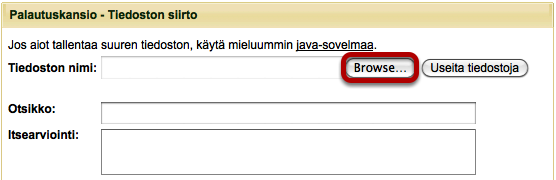 Tehtävän palauttaminen liitetiedostona Palauttaaksesi tehtävän käyttäen Fronterin työkaluja, valitse Palautuskansion Palauta työ -valikosta Tallenna tiedosto.