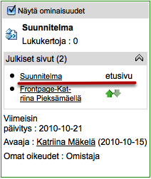 Uusi etusivu Klikkaa edellä mainittua vihreää ylös osoittavaa nuolta niin kauan, että haluamasi uusi etusivu on siirtynyt listan