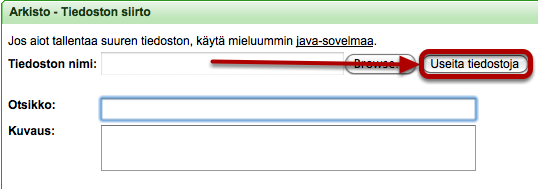 Pakatun tiedoston tuominen ja aukaiseminen Arkisto Valitse vasemmassa laidassa sijaitsevista huoneen työkaluista Arkisto.