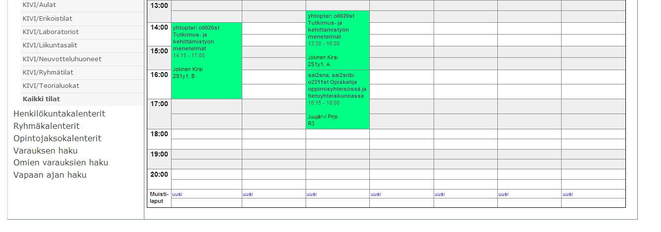 Valitaan harjoittelun kohteeksi Lou_D2078 ATK (edellinen kalvo). Klikataan ja valitaan vasemman yläreunan kalenterista viikko 39. Ruudussa näkyy nyt Asion viikkokalenterinäyttö.