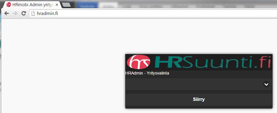 HRAdmin sovelluksen käyttö HRAdmin on käytettävissä millä tahansa netissä olevalta koneelta.