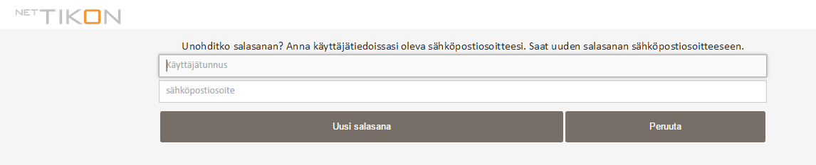 Toukokuu 2016 5 (30) sovellukseen. Uuden salasanan luominen tapahtuu sisäänkirjautumisikkunassa syöttämällä ensin käyttäjätunnus ja tämän jälkeen valitsemalla Salasana unohtunut?