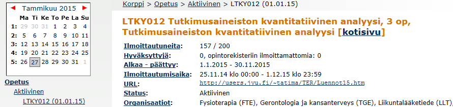 KURSSIN INTERNET-SIVU http://users.jyu.fi/~tatima/ter/luennot15.