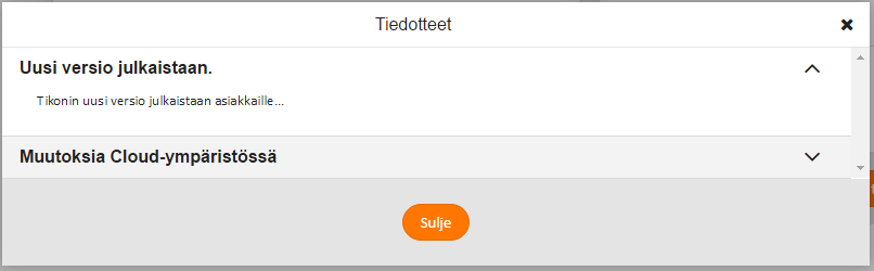 Toukokuu 2016 8 (57) 3.1.1 Tiedotteet NetTikon-etusivun Tiedotteet-osiossa esitetään sekä Tikon Oy:n julkaisemat että Tikon Ylläpito -sovelluksen kautta laaditut tiedotteet.