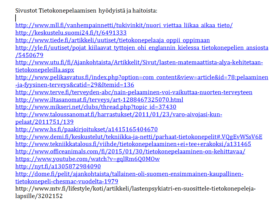 Ennen täsmähakukoneen luomista, listaa niiden sivujen osoitteet, jotka haluat