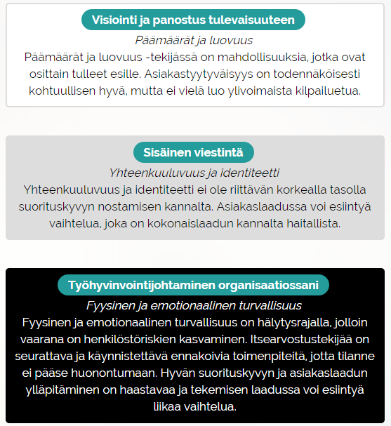Suosituksia kehittämiseen Ylätason
