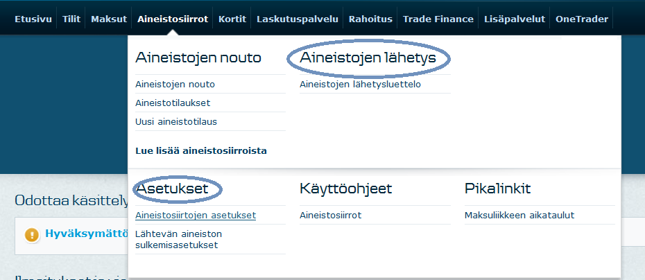 Aineistosiirtotavat eroavat toisistaan: Classic versiossa tarvitaan plug-in asennus ja Light versiossa sitä ei tarvita. Tämä ohje on Aineistosiirto Classic versiolle.