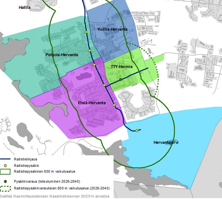6.1 Pohjois-Hervanta, Koillis-Hervanta, Etelä-Hervanta, TTY-Hermia ja Hervantajärvi Hervannan ympäristö sijaitsee Tampereen eteläosassa noin 8 kilometrin päässä Tampereen keskustasta.