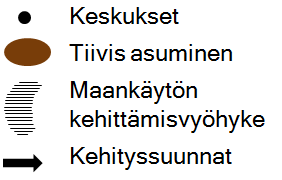 Etelä-Pirkanmaan maankäytön rakennevaihtoehdot Tampereelle Helsinki-Hämeenlinna-Tampere Etelä Tampereen imun hyödyntäminen Keskusverkko on suppein ja