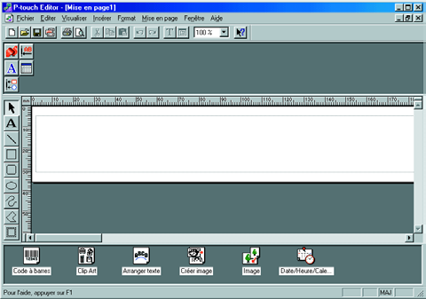 Démarrage du logiciel P-touch Editor 3.2 1 Cliquez sur Démarrer dans la barre des tâches pour afficher le menu correspondant. 2 Sélectionnez Programmes. 3 Sélectionnez P-touch Editor 3.2. 4 Cliquez sur P-touch Editor 3.