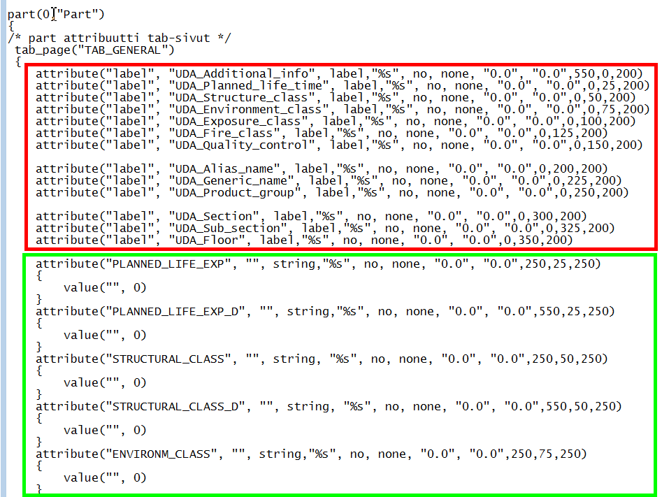 2 Dialogin muokkaus 4 (9) Kuvassa 2 määritellään Pad footing dialogi. Jokainen tab_page rivi määrittää yhden välilehden dialogilla.