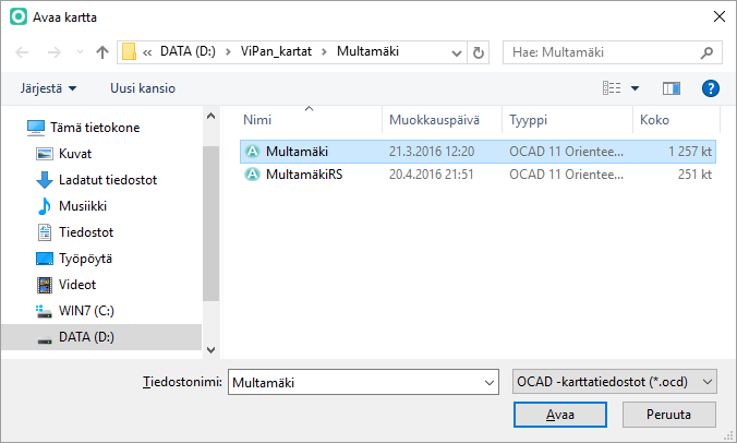 Vihtavuoren Pamaus ry./jle 26/35 Kuva 57 Huomaa, että näkyviin jäänyttä ratasuunnittelutiedostoa MultamäkiRS ei suljeta. 2) Kopioi suunnistuskartta ratasuunnittelun puolelle.