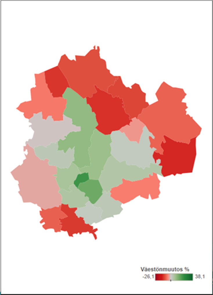 Väestönmuutos Pirkanmaalla % 2015-2040