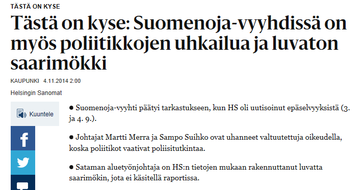 Case Suomenoja: Tiedotteet eivät