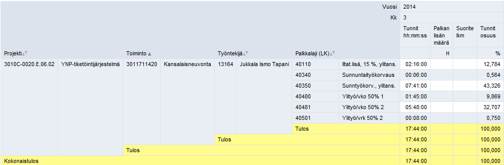 Hyväksytyt ja toteutuneet tunnit kk/vvvv