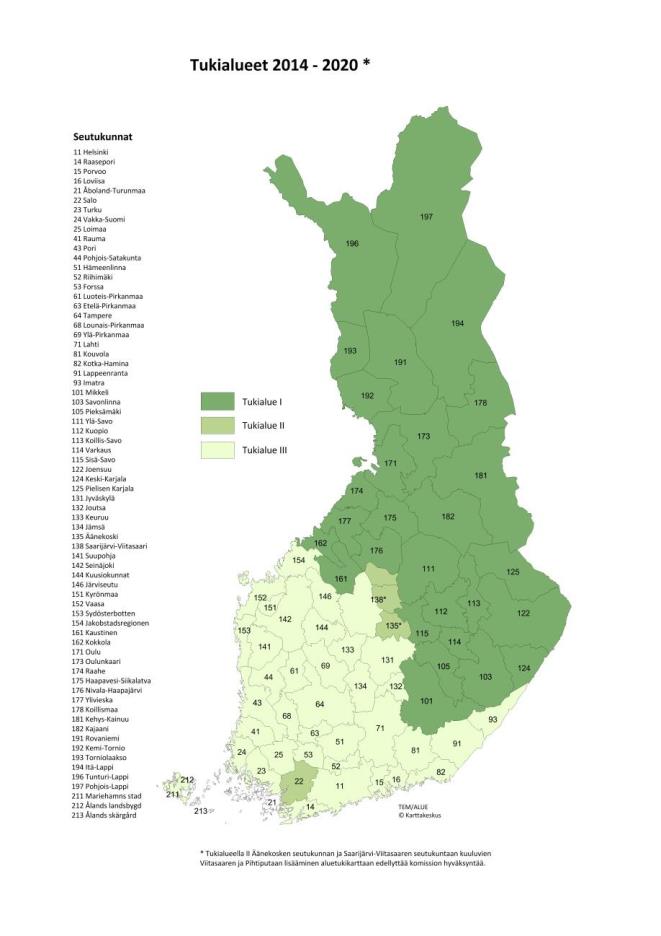 Tukialueet 2014-2020 Investointituki pienille yrityksille 1.8.