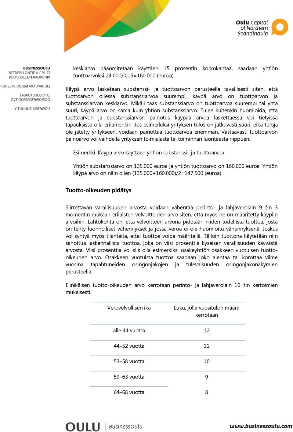 Mikäli taas substanssiarvo on tuottoarvoa suurempi tai yhtä suuri, käypä arvo on sama kuin yhtiön substanssiarvo.