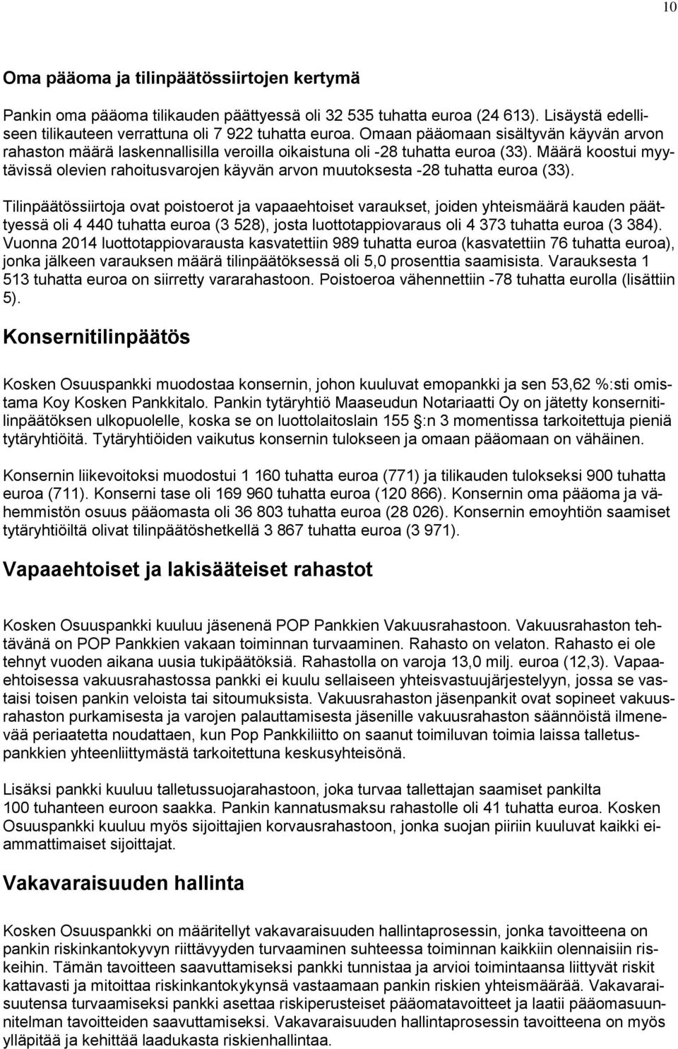 Määrä koostui myytävissä olevien rahoitusvarojen käyvän arvon muutoksesta -28 tuhatta euroa (33).