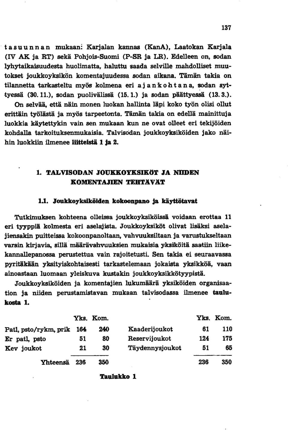 a jan :k: 0 h t a n a, sodan syttyessä (30.11.), sodan puolivälissä (15.1.) ja sodan päättyessä (13.3.). On selvää, että näin monen luokan hallinta läpi koko työn olisi ollut erittäin työlästä ja myös tarpeetonta.