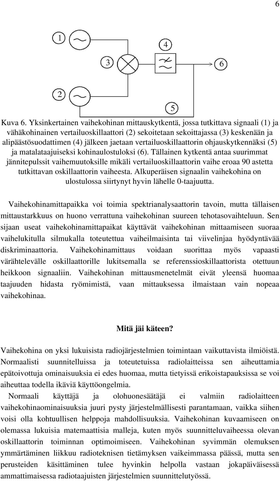 jaetaan vertailuoskillaattorin ohjauskytkennäksi (5) ja matalataajuiseksi kohinaulostuloksi (6).