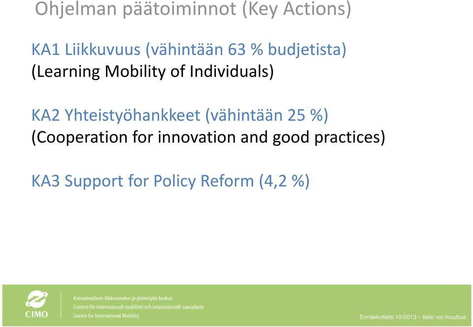 Individuals) KA2 Yhteistyöhankkeet (vähintään 25 %)