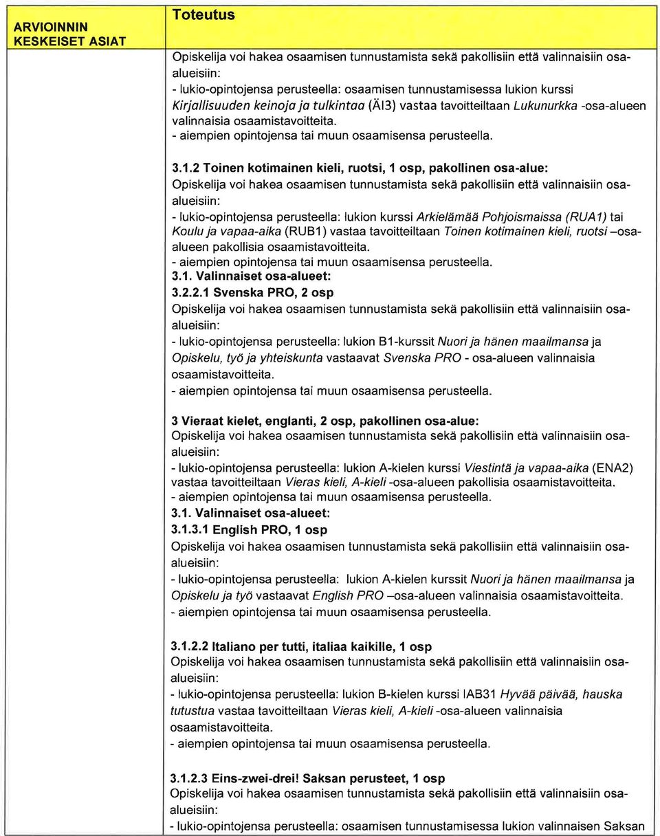 ) vst tvoitteiltn Lukunurkk -os-lueen vlinnisi osmistvoitteit. - iempien opintojens ti muun osmisens perusteell. 3.1.