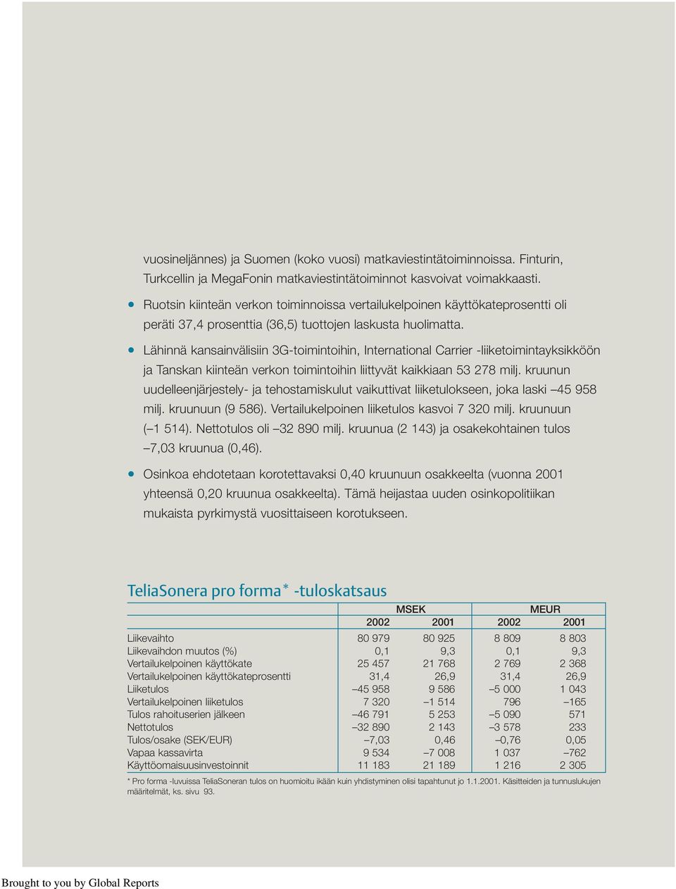 Lähinnä kansainvälisiin 3G-toimintoihin, International Carrier -liiketoimintayksikköön ja Tanskan kiinteän verkon toimintoihin liittyvät kaikkiaan 53 278 milj.