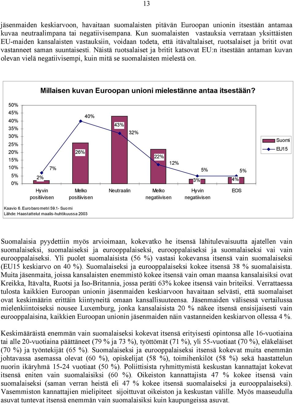 Näistä ruotsalaiset ja britit katsovat EU:n itsestään antaman kuvan olevan vielä negatiivisempi, kuin mitä se suomalaisten mielestä on. Millaisen kuvan Euroopan unioni mielestänne antaa itsestään?