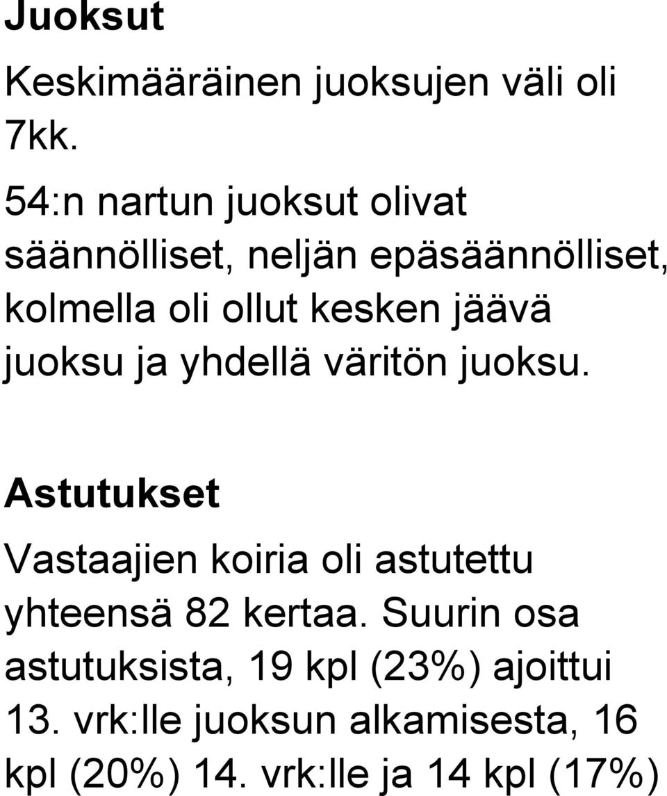 jäävä juoksu ja yhdellä väritön juoksu.