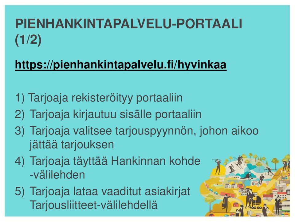 portaaliin 3) Tarjoaja valitsee tarjouspyynnön, johon aikoo jättää tarjouksen 4)