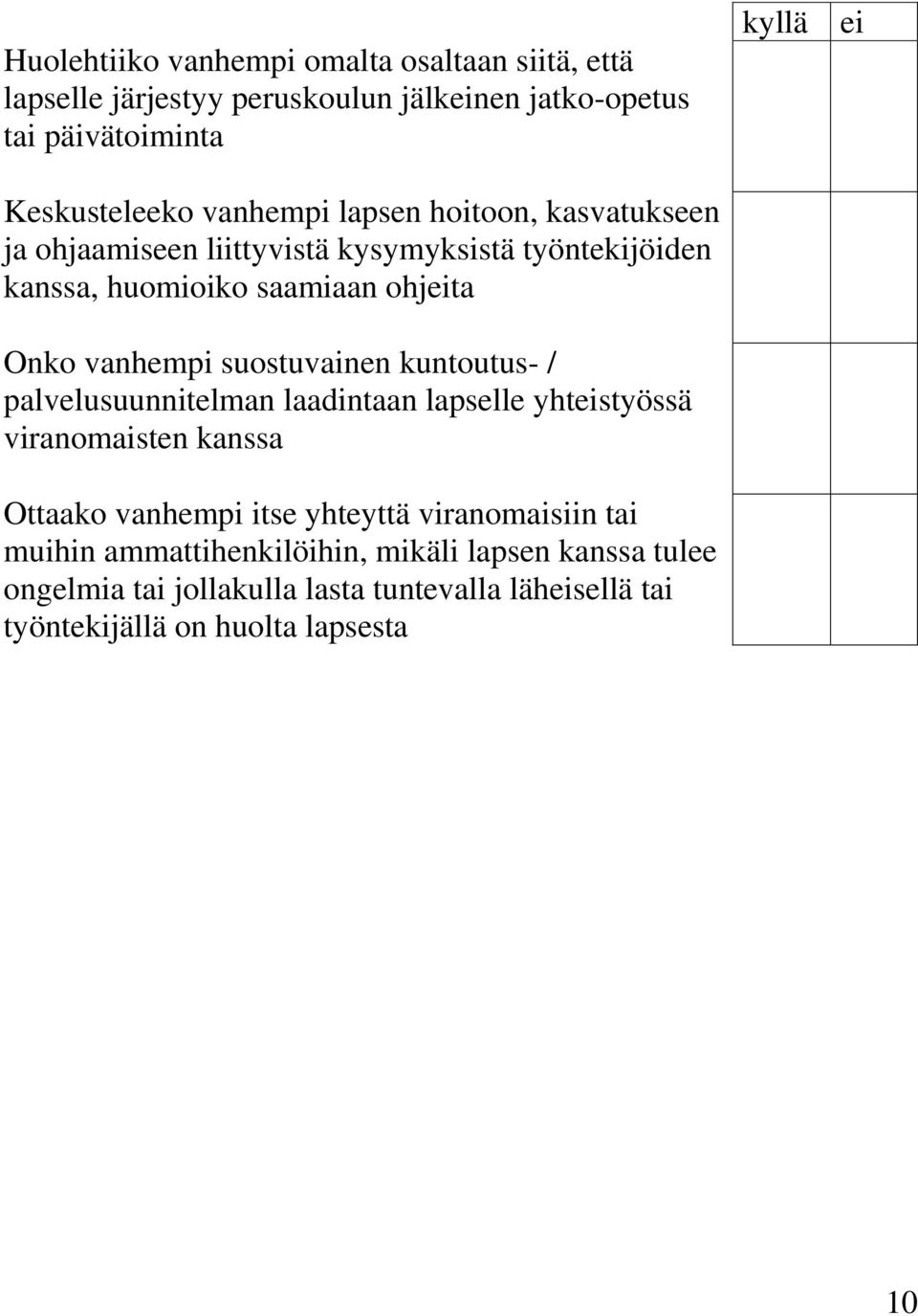 suostuvainen kuntoutus- / palvelusuunnitelman laadintaan lapselle yhteistyössä viranomaisten kanssa Ottaako vanhempi itse yhteyttä viranomaisiin