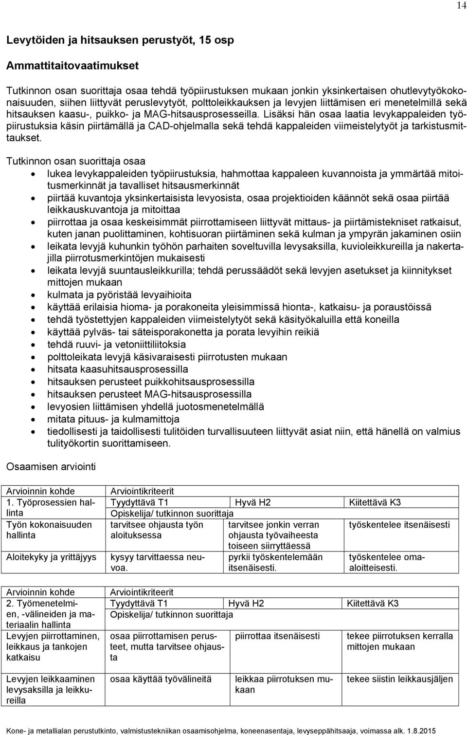 Lisäksi hän osaa laatia levykappaleiden työpiirustuksia käsin piirtämällä ja CAD-ohjelmalla sekä tehdä kappaleiden viimeistelytyöt ja tarkistusmittaukset.