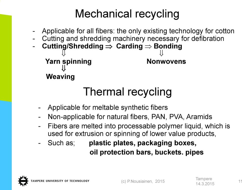 fibers - Non-applicable for natural fibers, PAN, PVA, Aramids - Fibers are melted into processable polymer liquid, which is used for