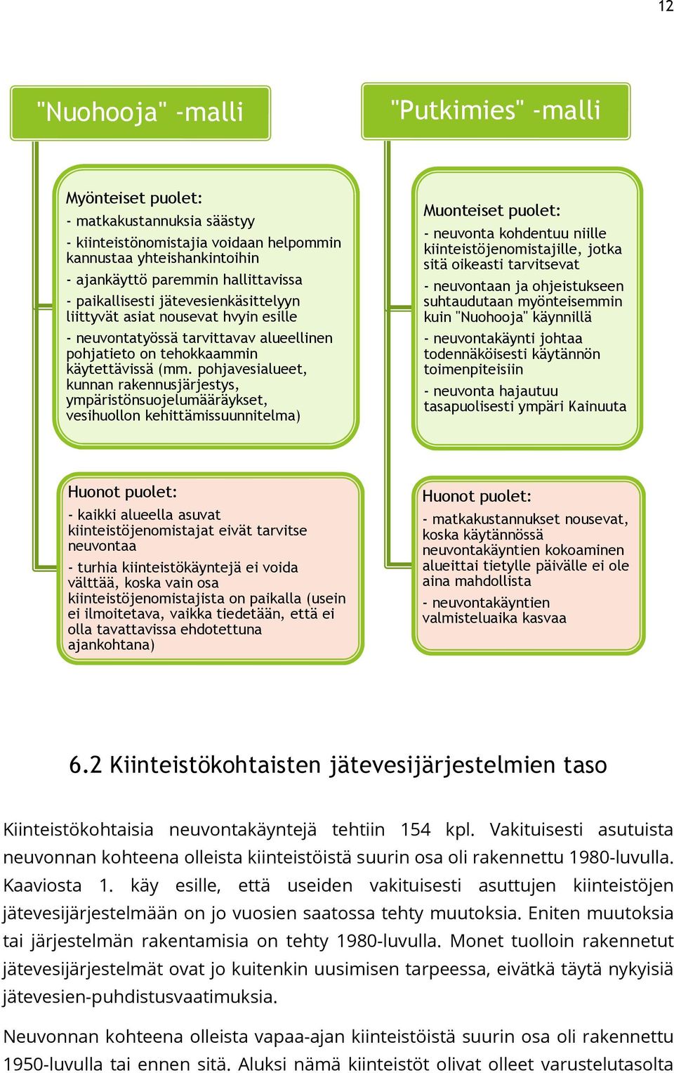 pohjavesialueet, kunnan rakennusjärjestys, ympäristönsuojelumääräykset, vesihuollon kehittämissuunnitelma) Muonteiset puolet: - neuvonta kohdentuu niille kiinteistöjenomistajille, jotka sitä oikeasti