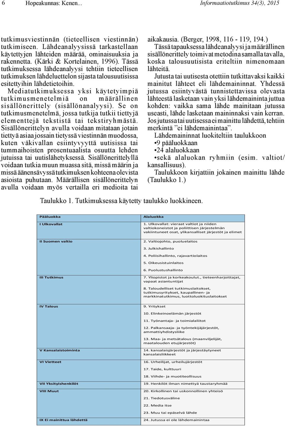 Tässä tutkimuksessa lähdeanalyysi tehtiin tieteellisen tutkimuksen lähdeluettelon sijasta talousuutisissa esitettyihin lähdetietoihin.