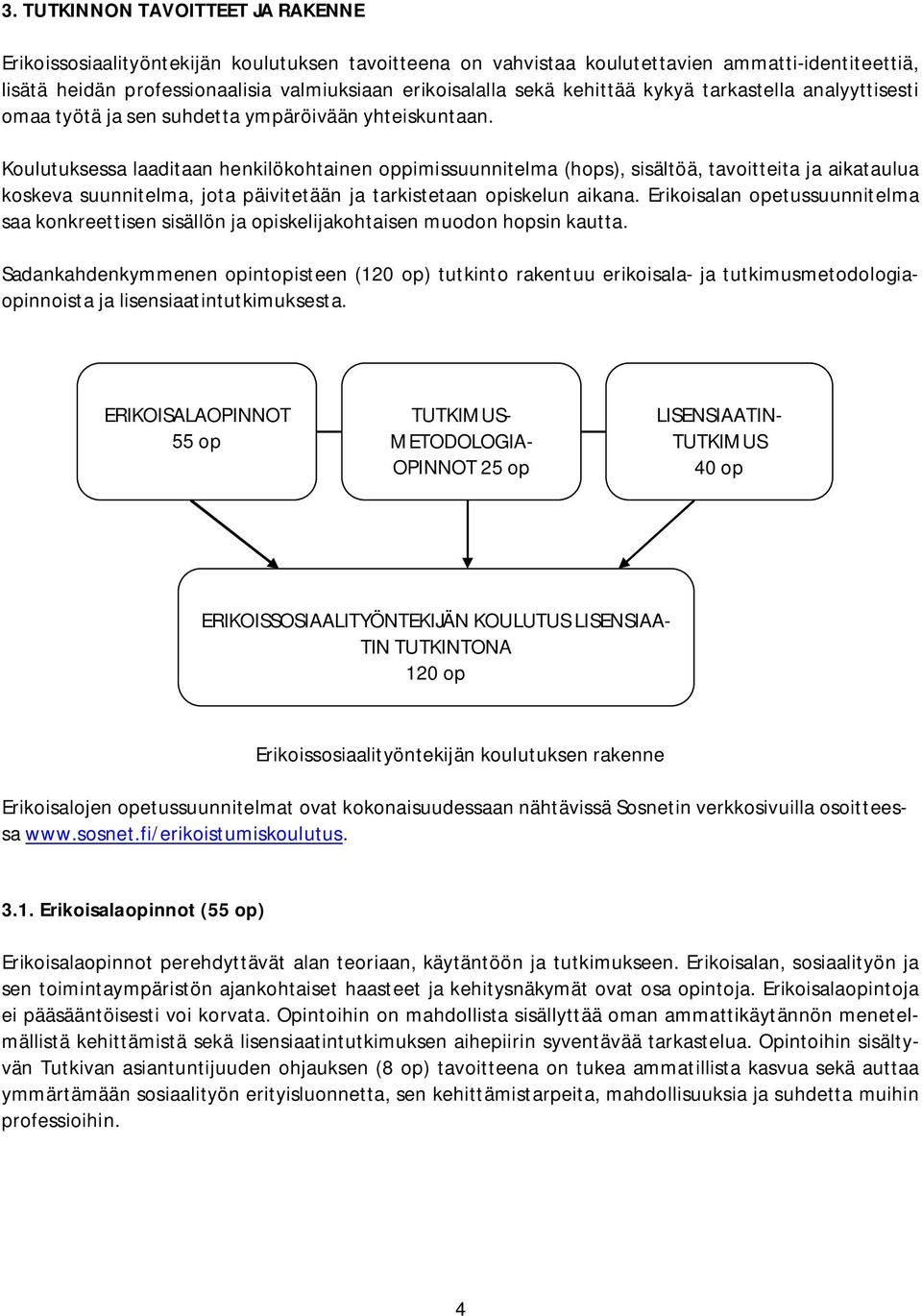 Koulutuksessa laaditaan henkilökohtainen oppimissuunnitelma (hops), sisältöä, tavoitteita ja aikataulua koskeva suunnitelma, jota päivitetään ja tarkistetaan opiskelun aikana.